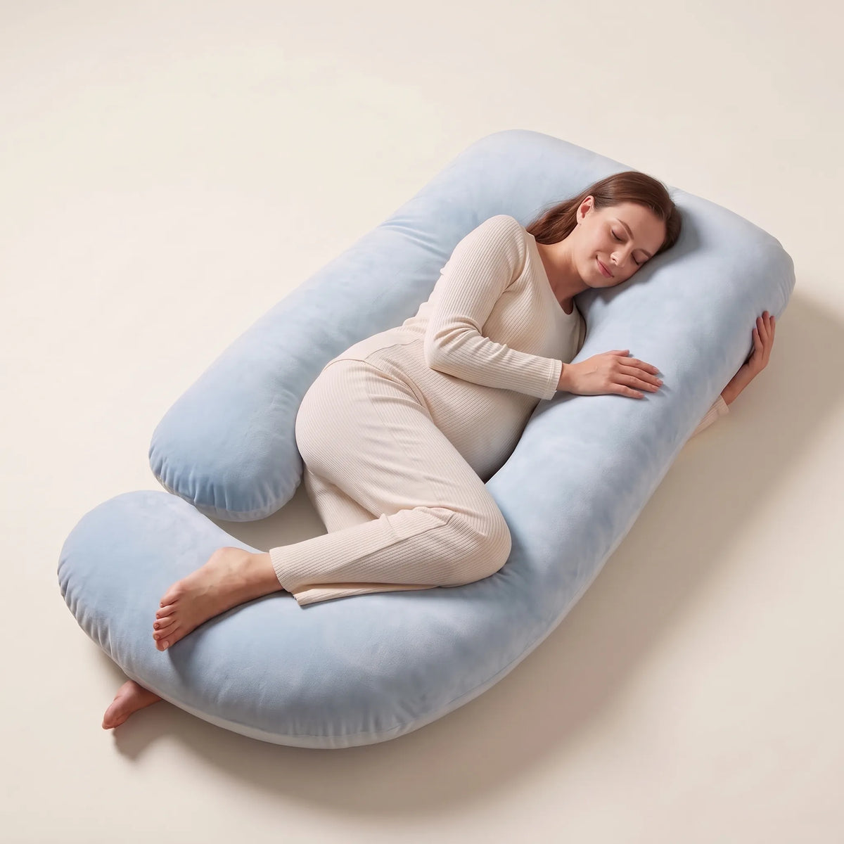 Coussin de grossesse et d'allaitement en J - Bleu