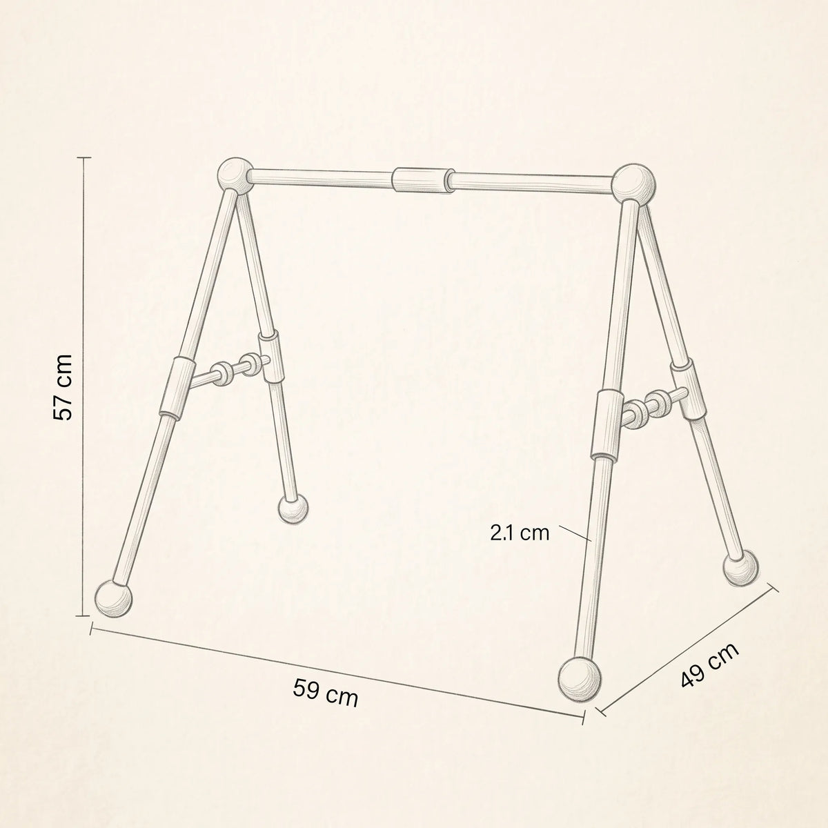 Portique d'éveil en bois pour bébé - Dimensions