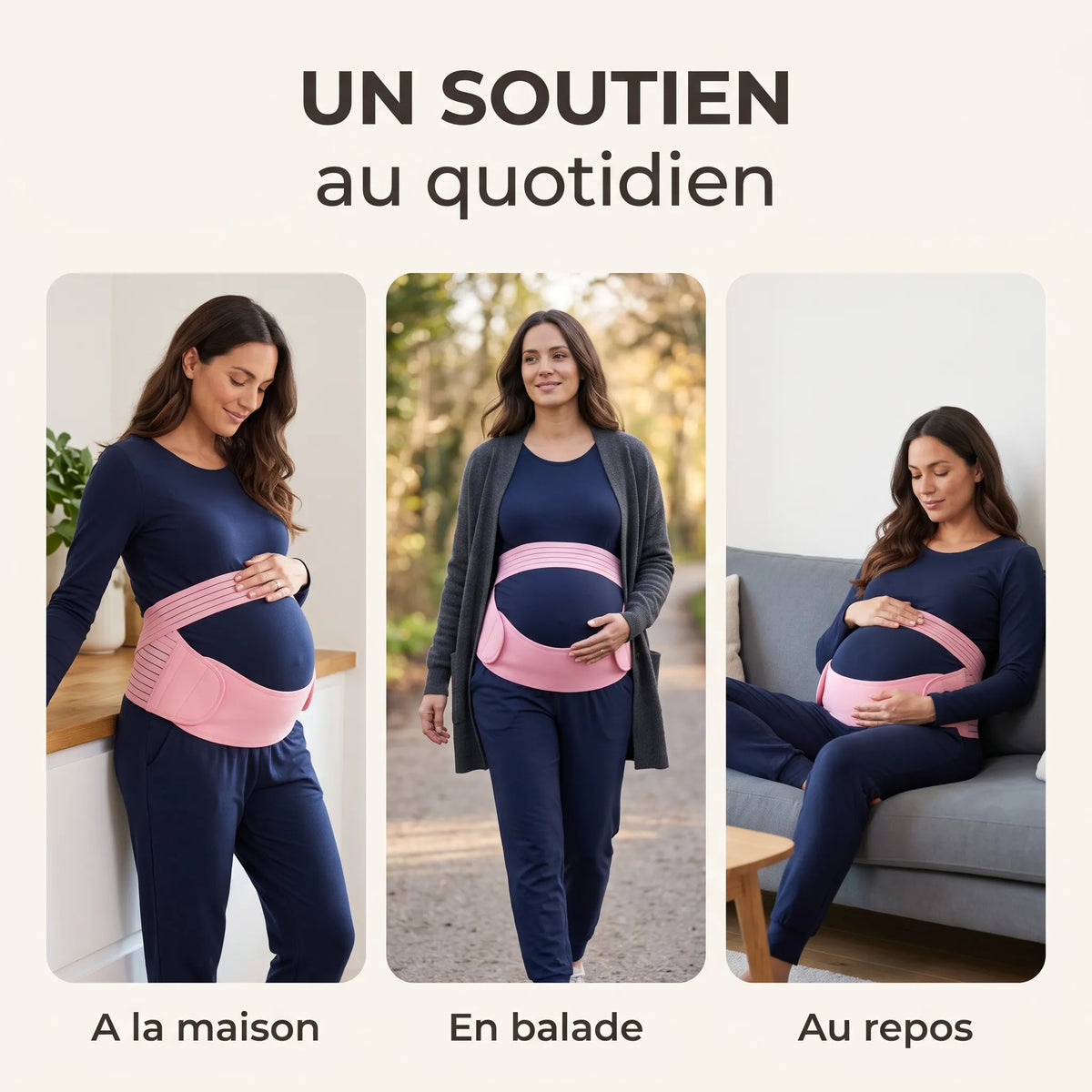 Ceinture de soutien ventre pour grossesse - Rose