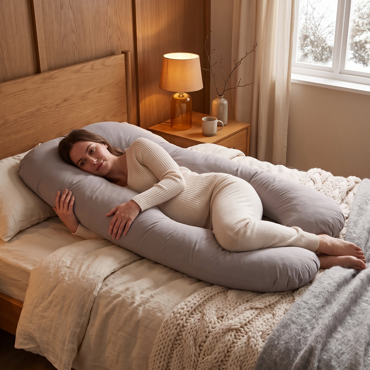Coussin d'allaitement et de grossesse en U - Gris