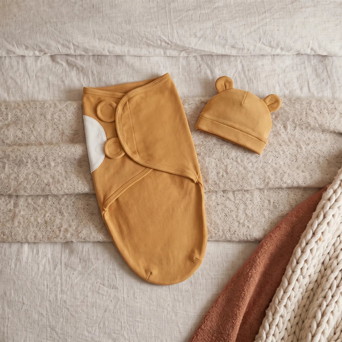 Couverture d'emmaillotage pour bébé - Camel