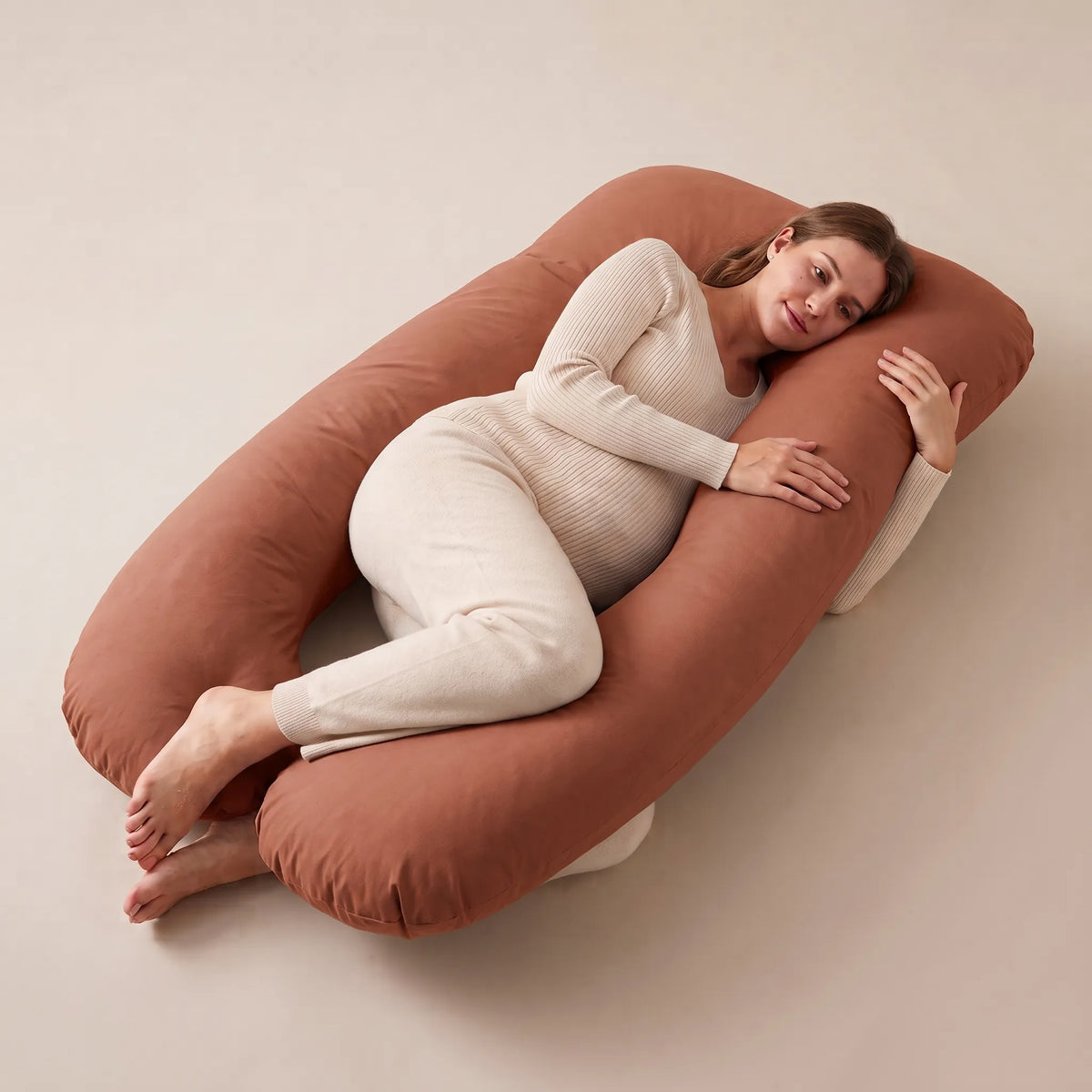 Coussin d'allaitement et de grossesse en U - Marron